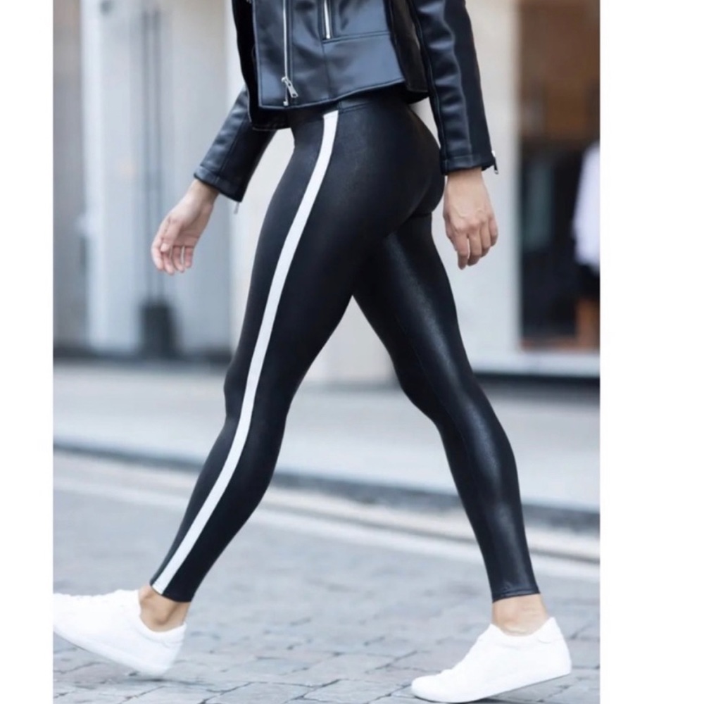 SPANX faux leather leggings tuxedo